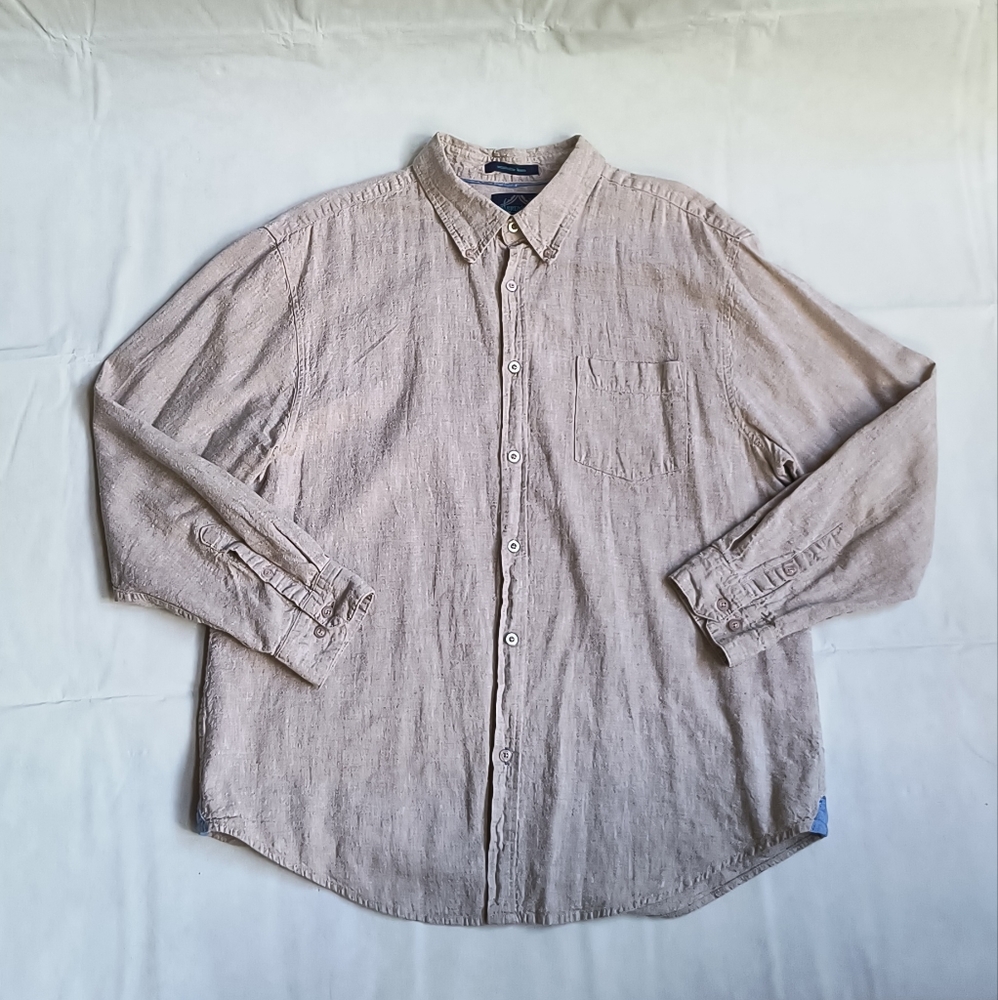 Bruno Linen Men's Long Sleeve Button Down Shirt XL